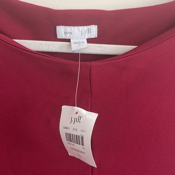 J Jill Ponte Knit Sheath Dress Cranberry Pockets L NWT Work Event Office - Picture 2 of 5